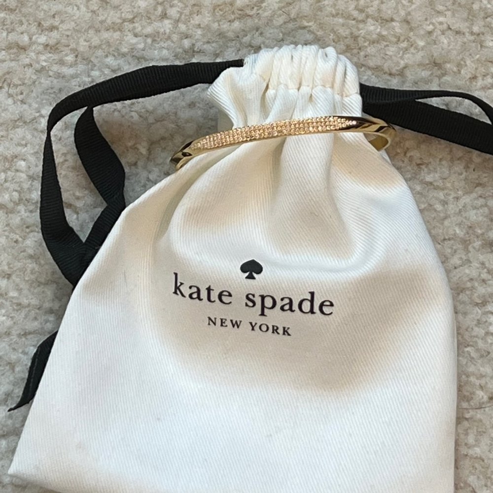 KATE SPADE Gold Cubic Zirconia Cuff Bangle Bracelet Jewelry with gift bag - Picture 2 of 2